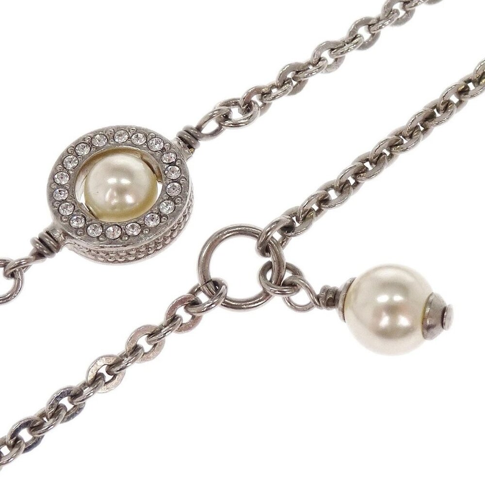 Chanel CC Chain Necklace Pendant Silver Artificial Pearl Rhinestone F19K 117773 - Picture 2 of 8